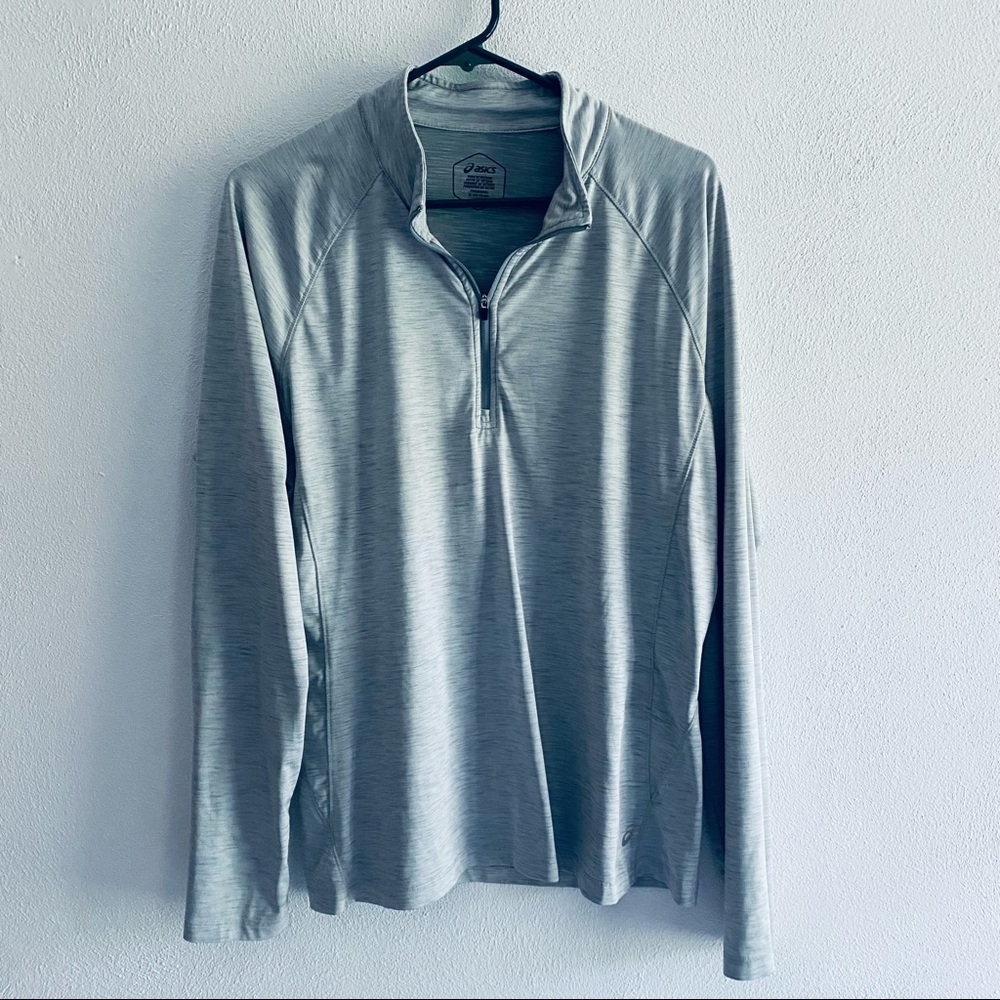 Asics light gray silver quarter-zip top